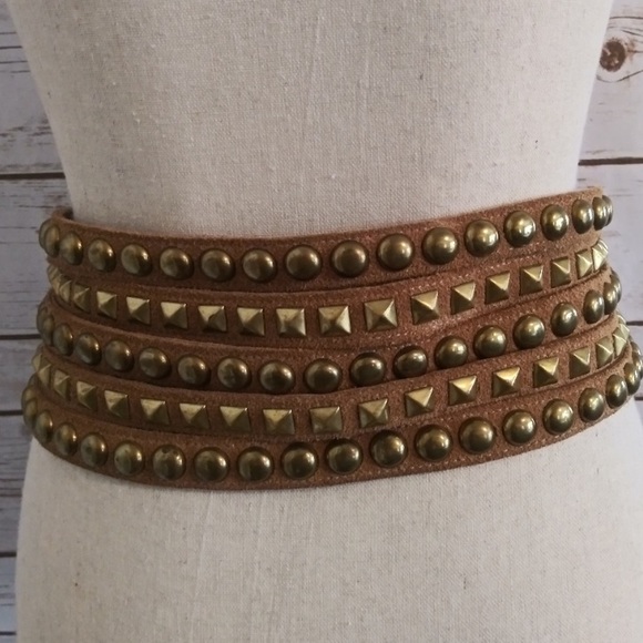 Accessories - Vintage brown suede studded belt